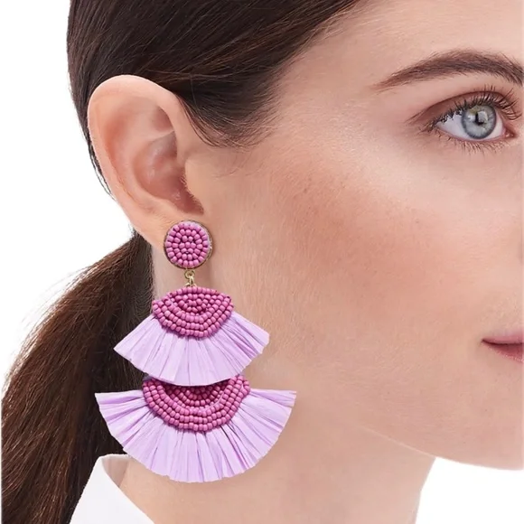 J.Crew Beaded Fan Statement Earrings - Picture 1 of 2